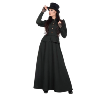 Victoriansk Kjole Kostyme Svart