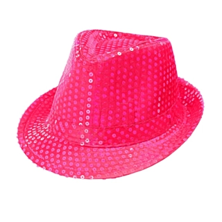 Paljett Fedora Neonrosa