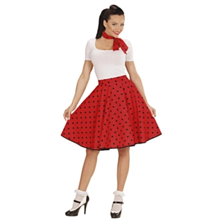 50-talls Polka Skjørt Rød