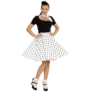50-talls Polka Skjørt Hvit