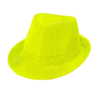 Neongul paljettfedora