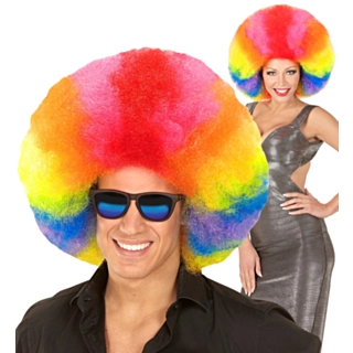 Klovn Afro Parykk Regnbue