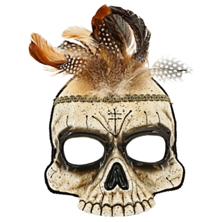 Voodoo Hodeskalle Maske med Fjær