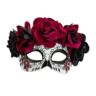 Dia de los Muertos Øyemaske Vinrød