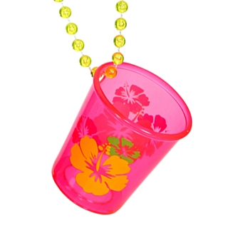 Halskjede med Shotglass Neonrosa