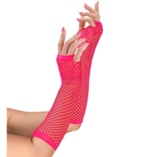 Neon Fingerløse Netthansker Rosa