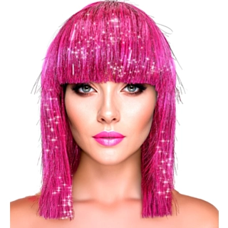 Glitter Disco Parykk Rosa
