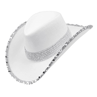 Glitter Cowboyhatt Hvit