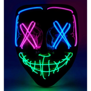 Purge LED Maske Blå Rosa og Grønn