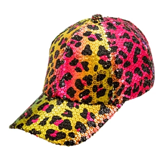 Leopard Paljett Caps Regnbue