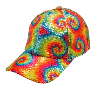 Tie-Dye Paljett Caps Regnbue