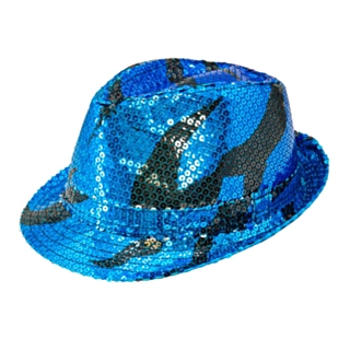 Paljett Fedora Blå