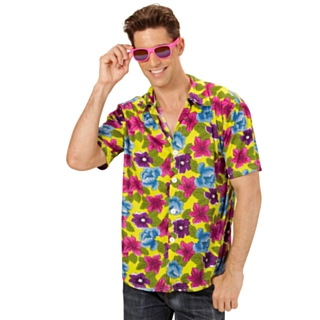 Hawaiiskjorte Blomster Gul