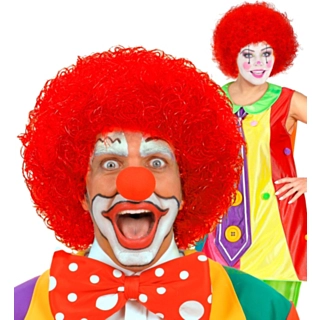 Klovne Afro Parykk Rød