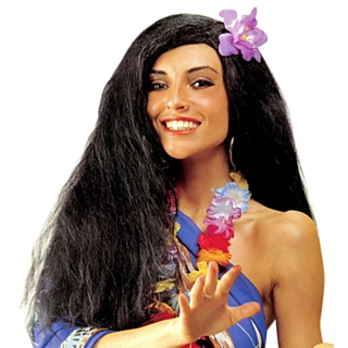 Hawaiiblomst Parykk Svart
