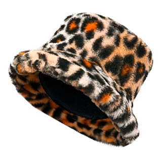 Plysj Leopardmønster Bøttehatt