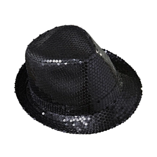 Gangsterhatt Paljetter Svart
