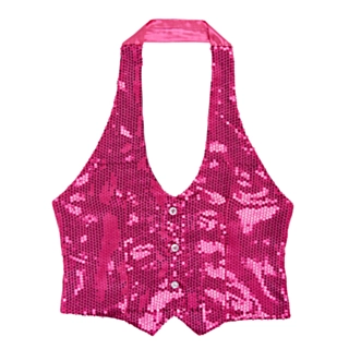 Paljettvest Rosa