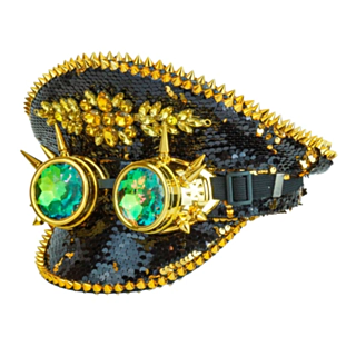 Glitter Steampunk Kapteinhatt Svart og Gull