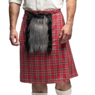 Skotsk Kilt med Veske Rød