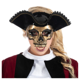 Pirat Hodeskalle Maske Gull