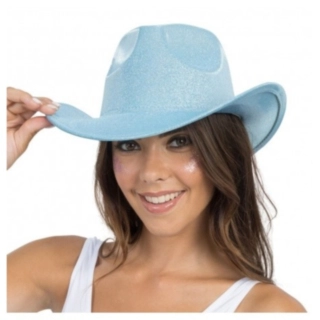 Glitter Cowboyhatt Lyseblå