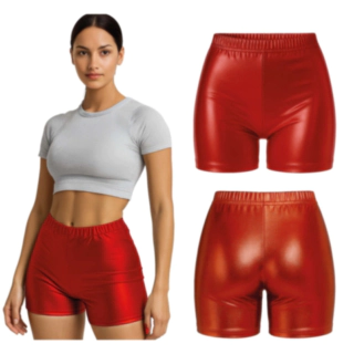 70-talls Metalliske Shorts Rød