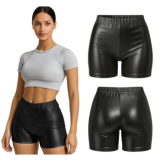 70-talls Metalliske Shorts Svart