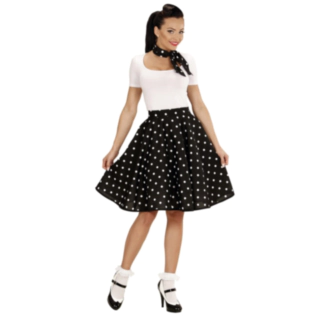 50-talls Polka Skjørt Svart