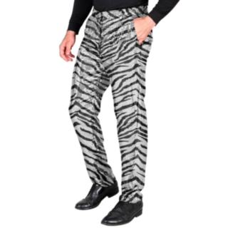 Zebra paljettbukser sølv