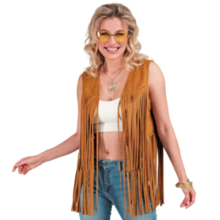 Boho Hippie Frynsevest Brun