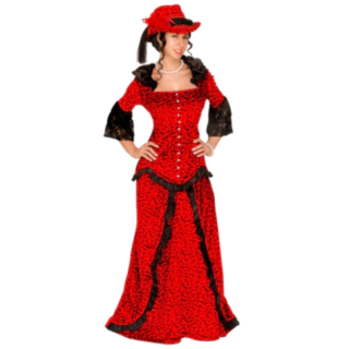 Western Saloon Girl Kostyme Rød
