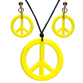 Hippie fredstegn smykkesett gul