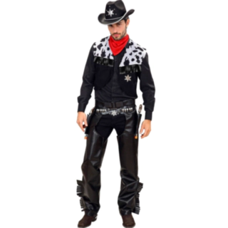 Svart Cowboy Kostyme