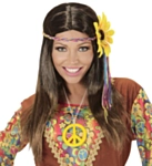 Hippie Parykk med Blomst Brun
