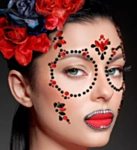 Dia de los Muertos Ansiktssmykker Rød og Svart